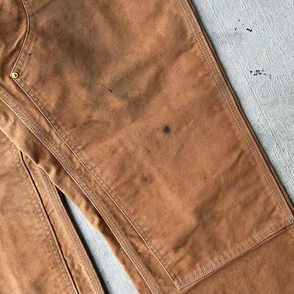 Vintage Y2K Carhartt brown DIRTY double knee work wear carpenter pants - Picture 8 of 12